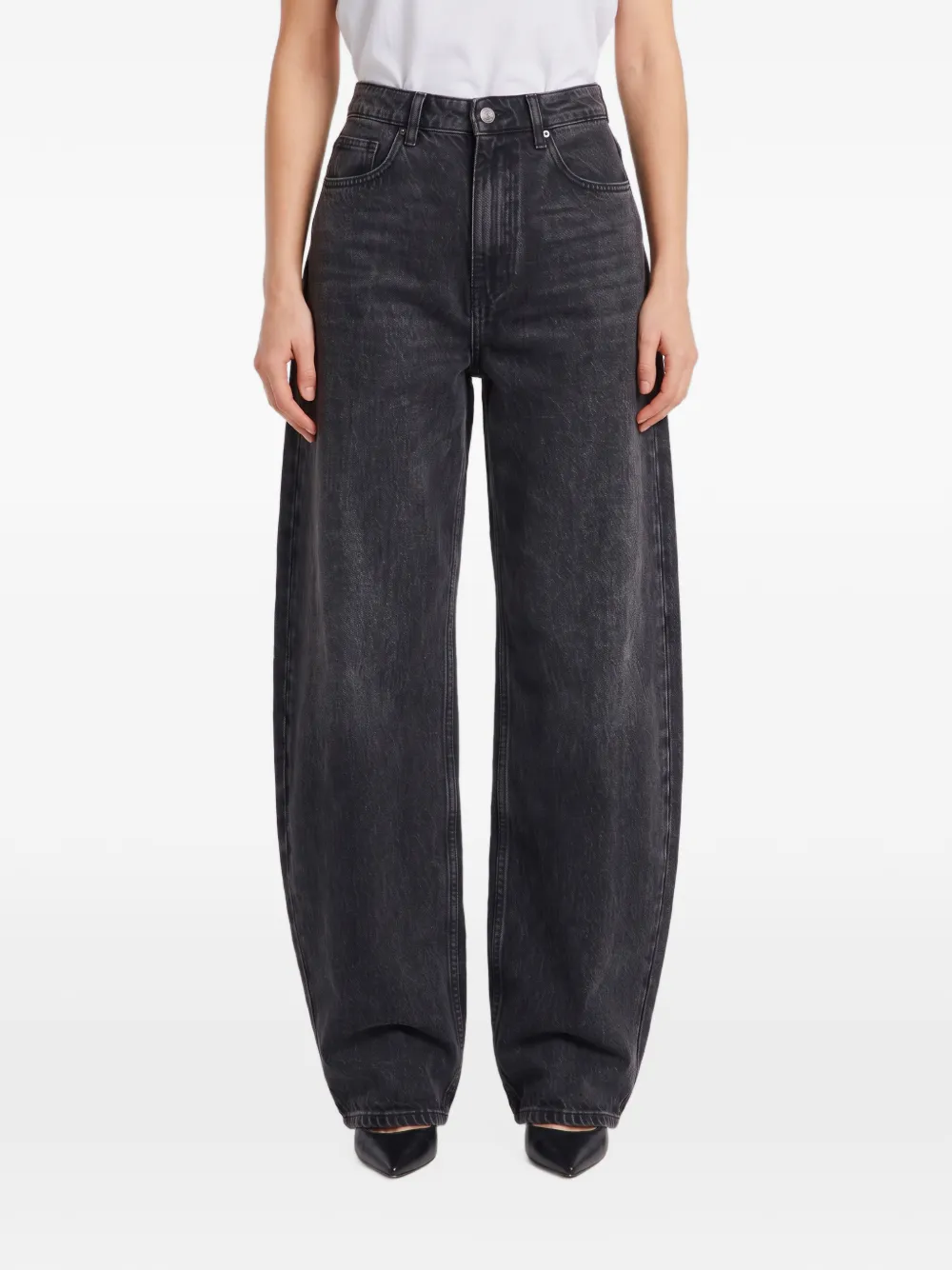 The Frankie Shop Nick barrel leg jeans - black wash - Nero