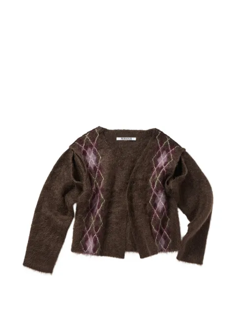 PERVERZE argyle-pattern slit-detail cardigan