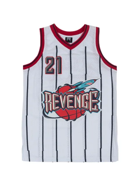 Revenge embroidered pinstripe jersey