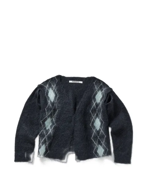 PERVERZE argyle-knit slit cardigan