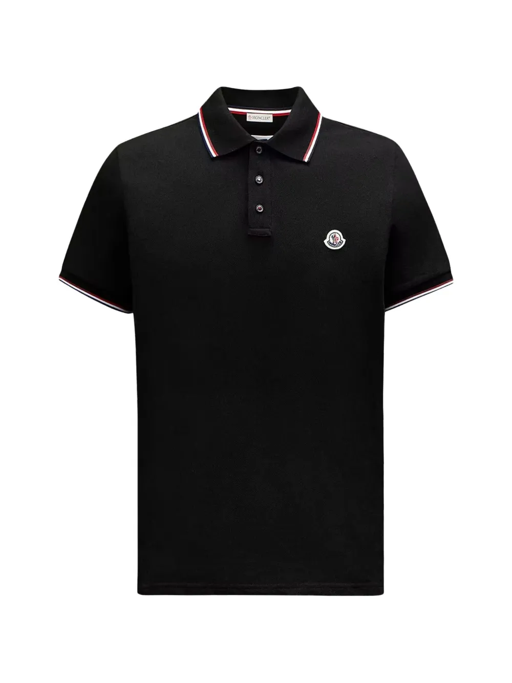 Moncler tricolor-trimmed cotton piquet polo shirt Zwart