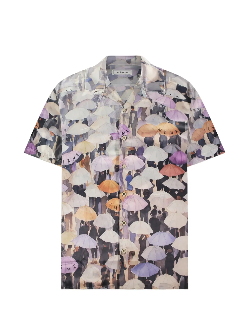 FLÂNEUR umbrella-print camp-collar shirt - Toni neutri