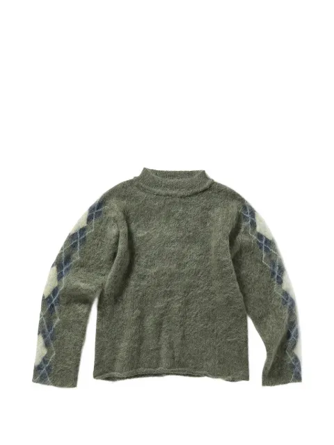 PERVERZE argyle-pattern brushed-knit sweater