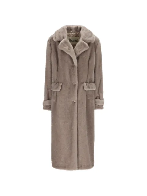 Herno faux-fur single-breasted coat