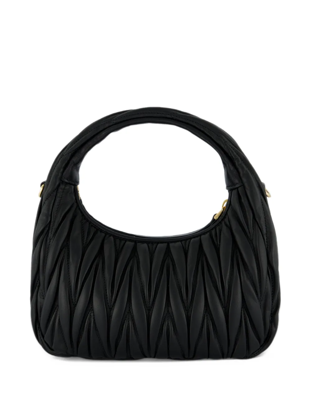 Miu Wander matelassé nappa leather hobo bag Zwart