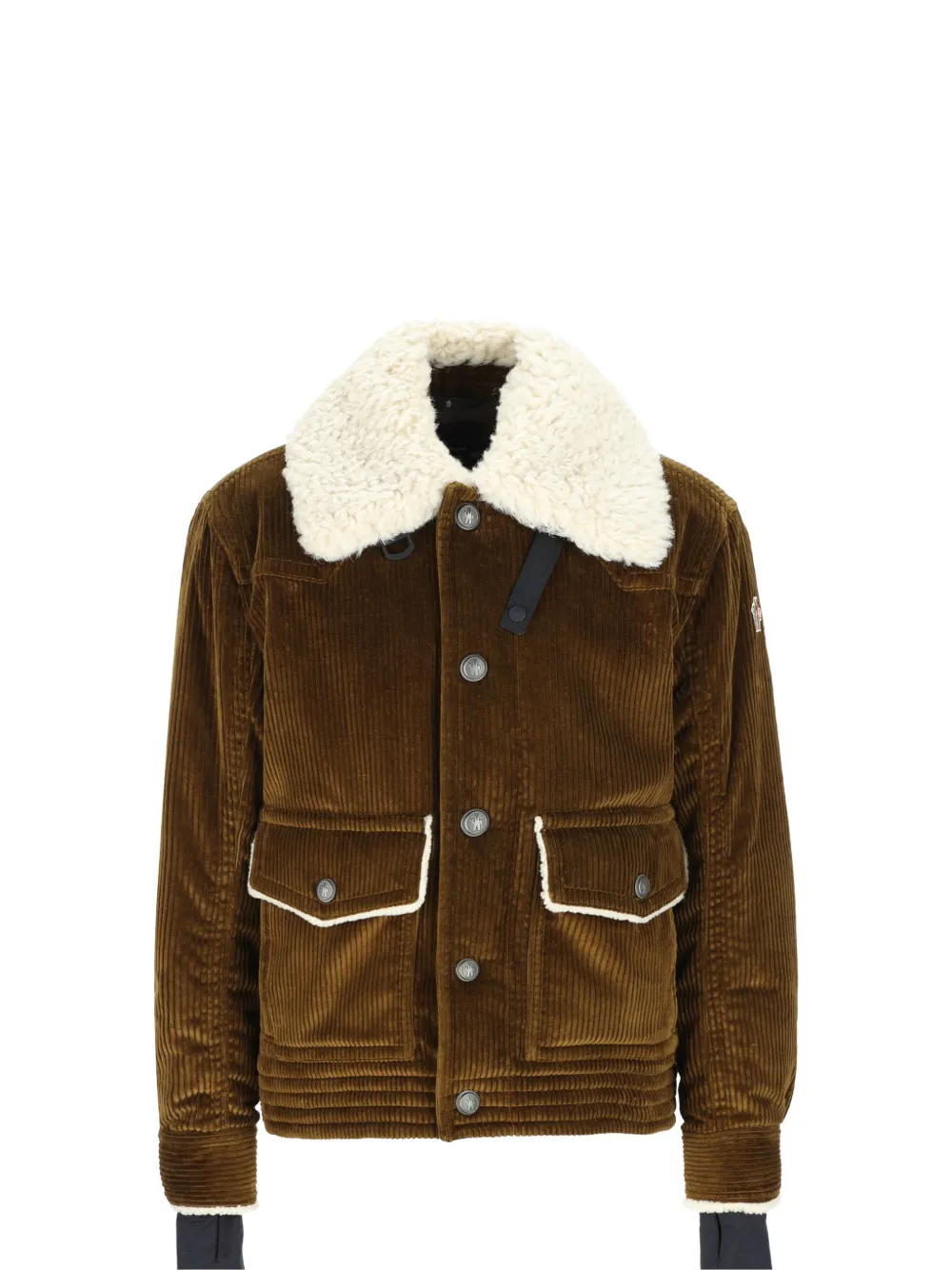 Moncler Grenoble Givrand ribfluwelen bomberjack met lammyafwerking Bruin