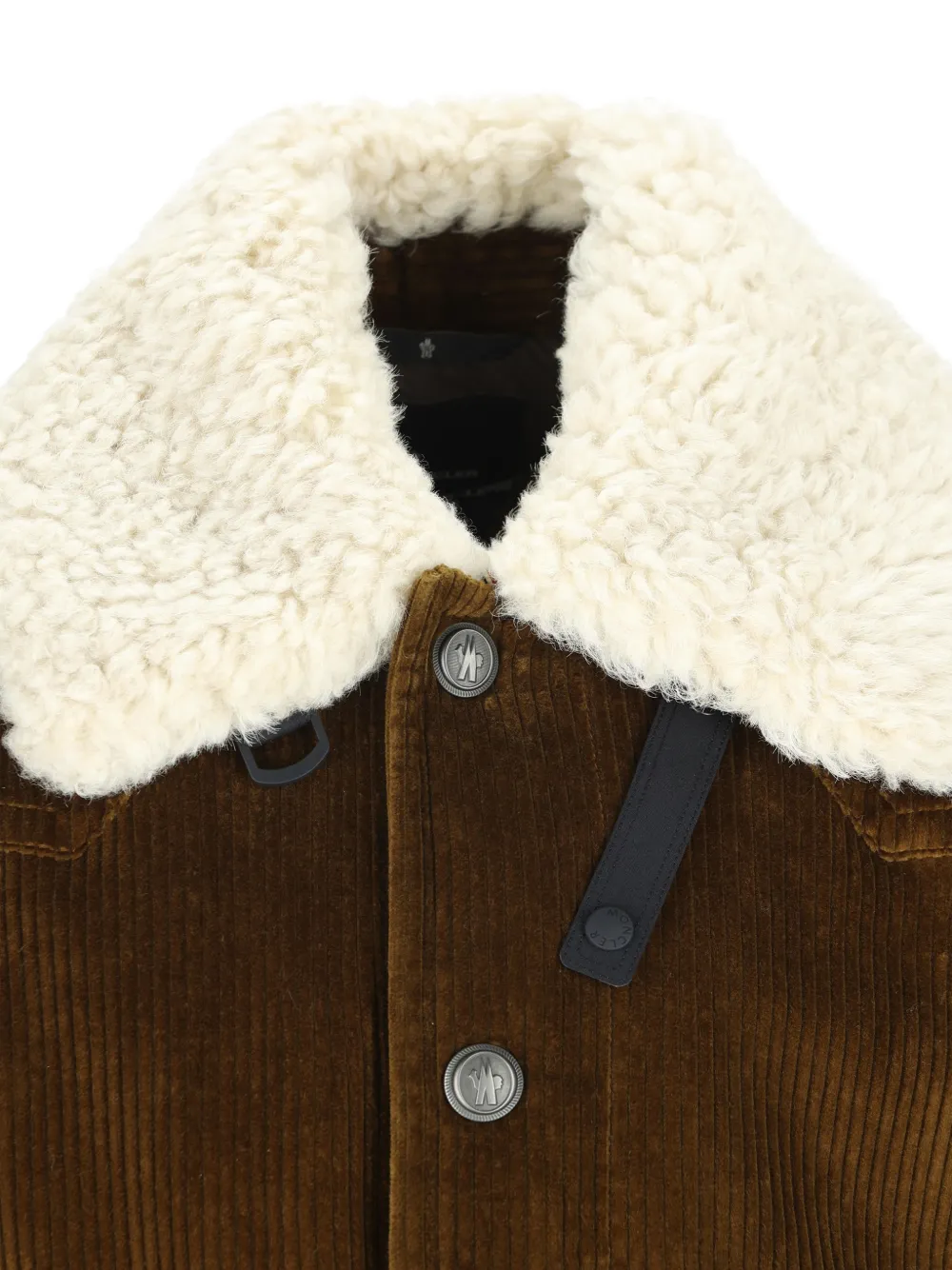 Moncler Grenoble Givrand ribfluwelen bomberjack met lammyafwerking Bruin