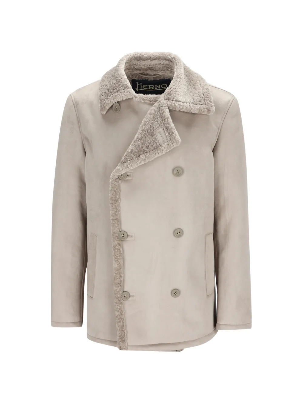 Herno faux-shearling double-breasted peacoat Grijs