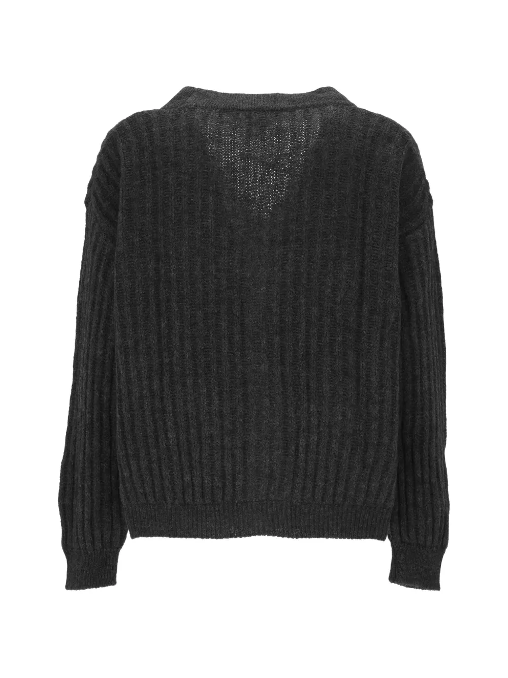 Wood ribbed-knit V-neck cardigan Grijs