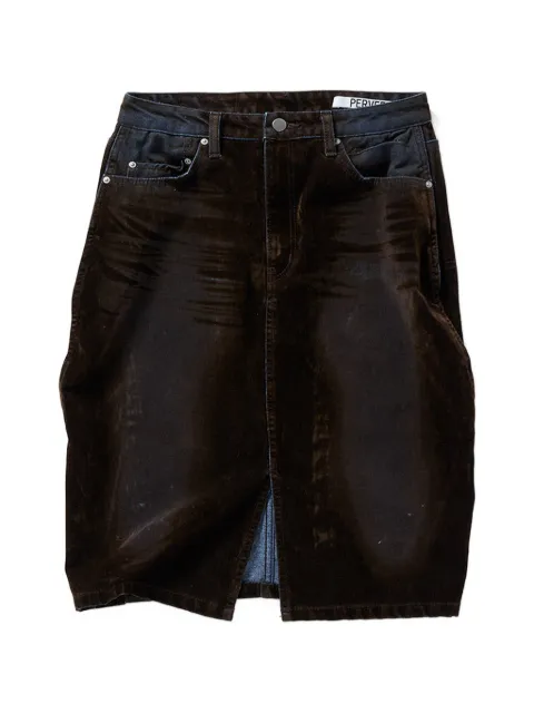 PERVERZE flocky denim midi skirt