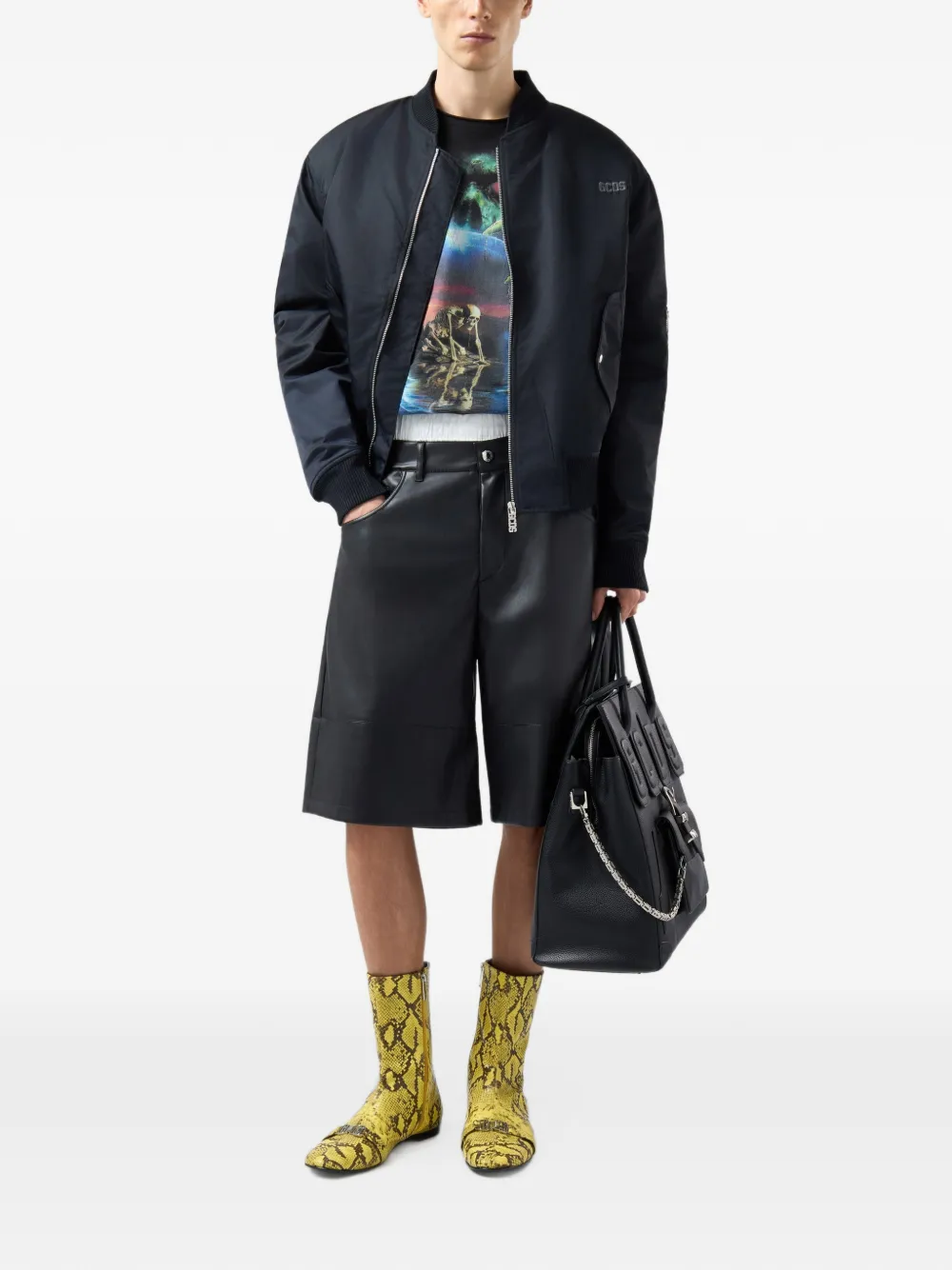 GCDS faux-leather five-pocket shorts Zwart