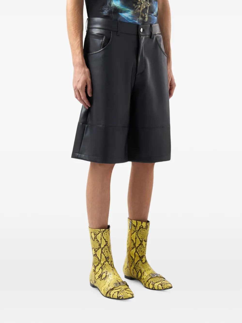 GCDS faux-leather five-pocket shorts Zwart