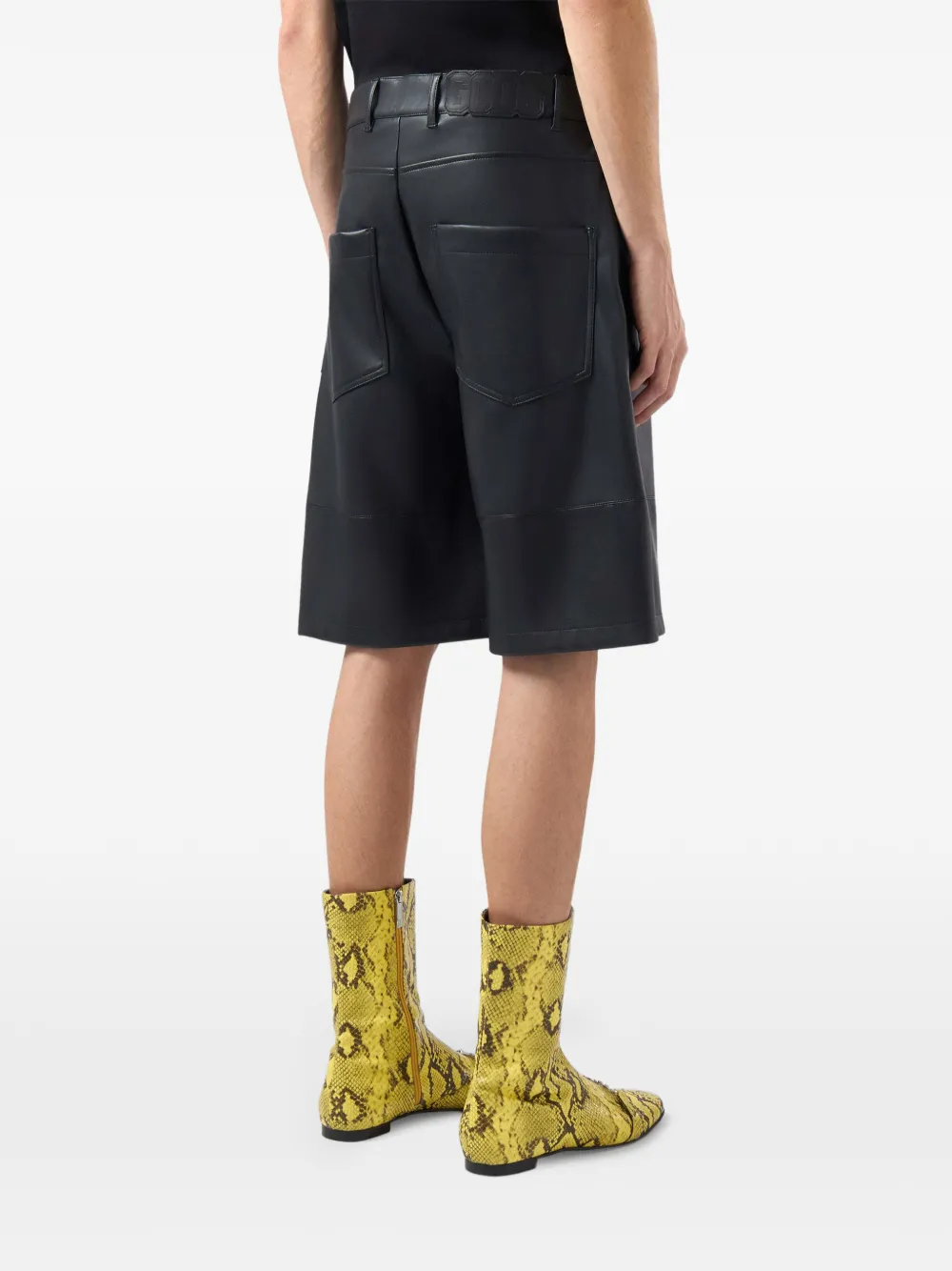 GCDS faux-leather five-pocket shorts Zwart
