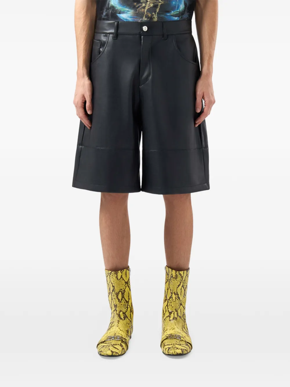 GCDS faux-leather five-pocket shorts Zwart