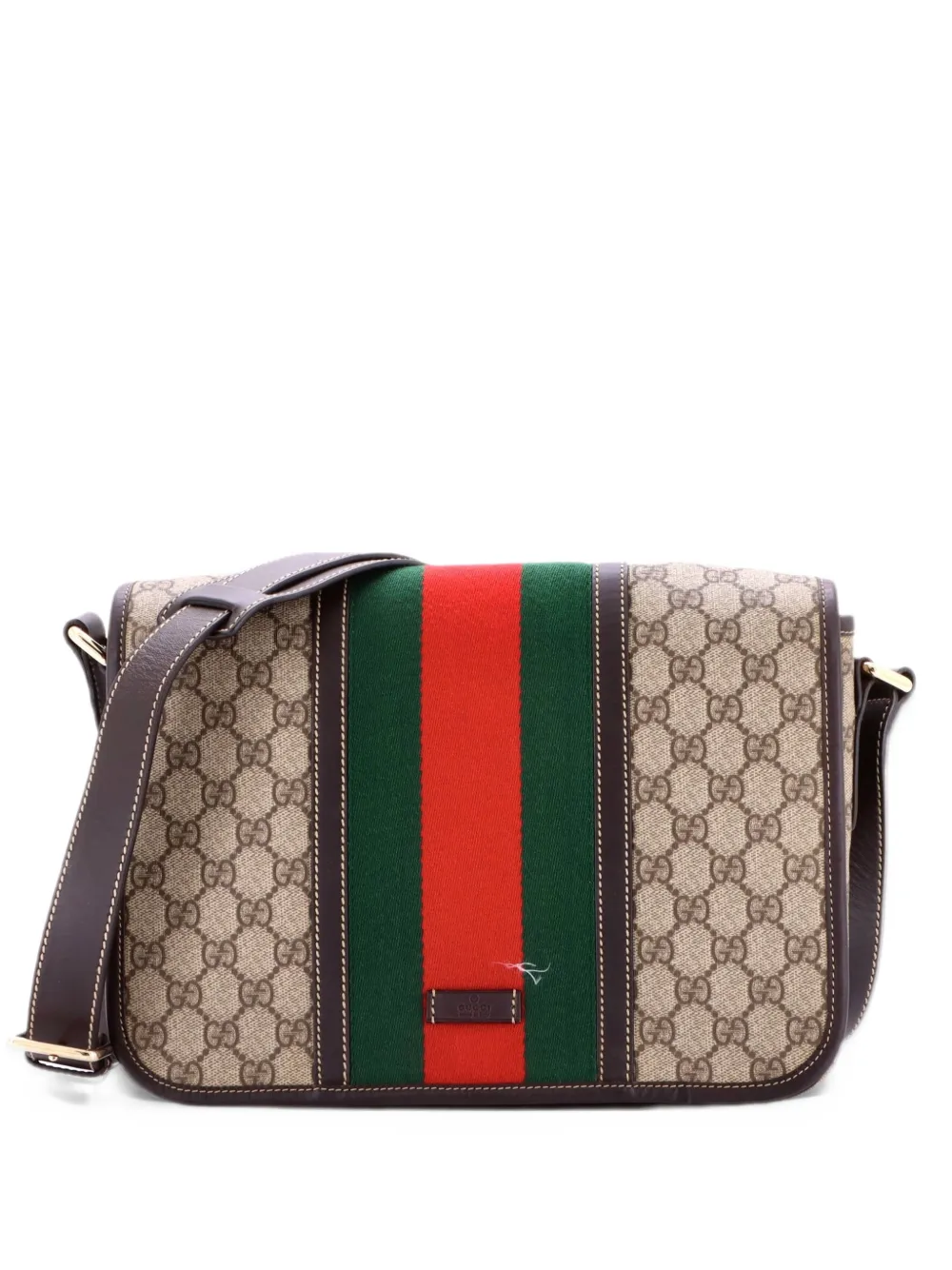 Gucci Pre-Owned Vintage Web Flap Messenger Bag GG Coated Canvas Medium crossbody bag - Brown