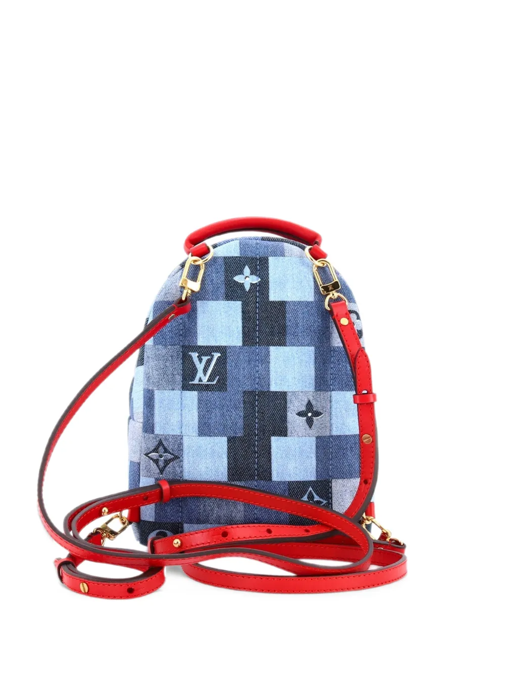 Louis Vuitton Pre-Owned Palm Springs Damier and Monogram Patchwork Denim Mini backpack - Blu
