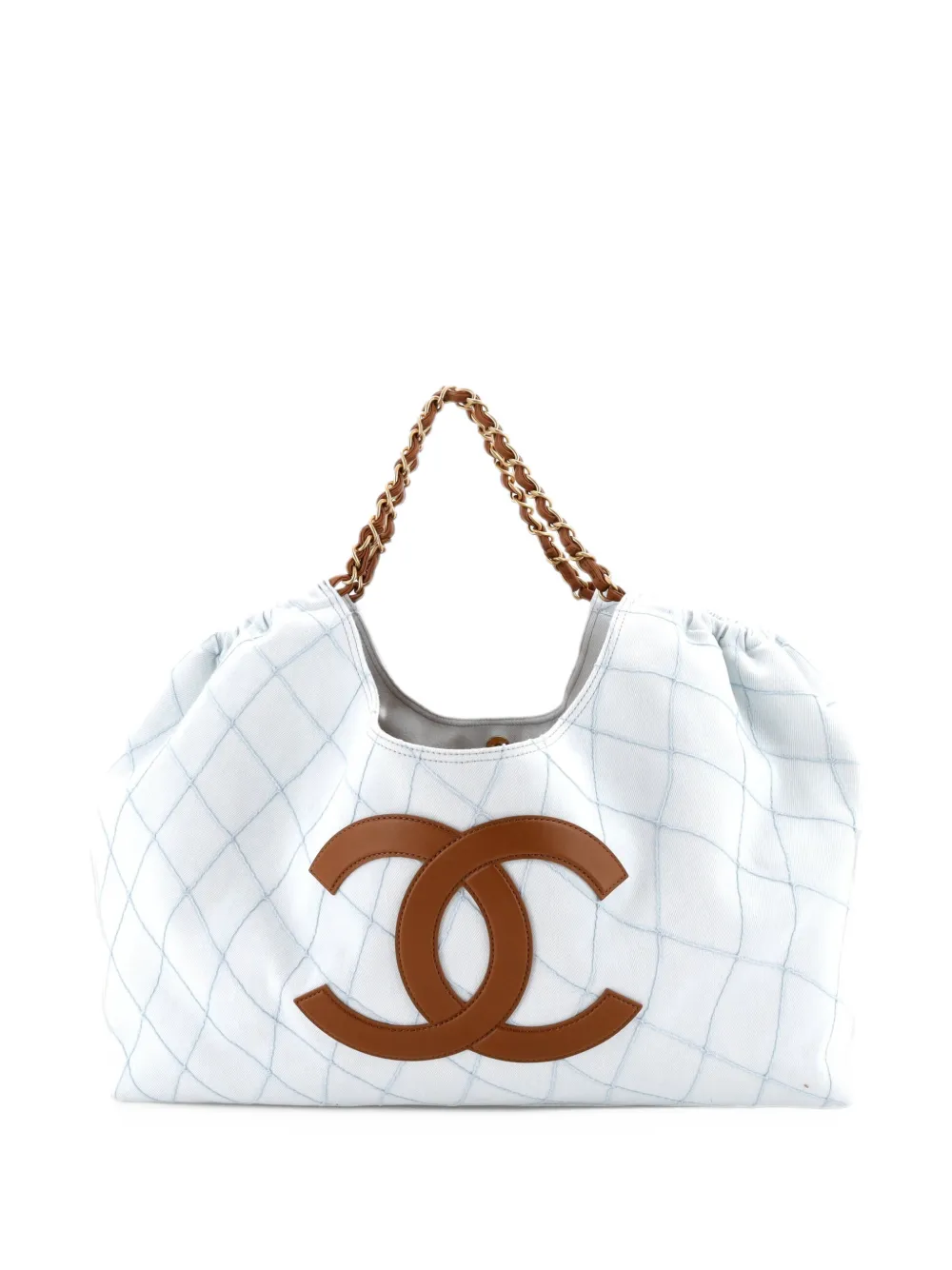 CHANEL Pre-Owned Coco Beach Shopping Bag Quilted Denim with Leather Small tote bag - Blu