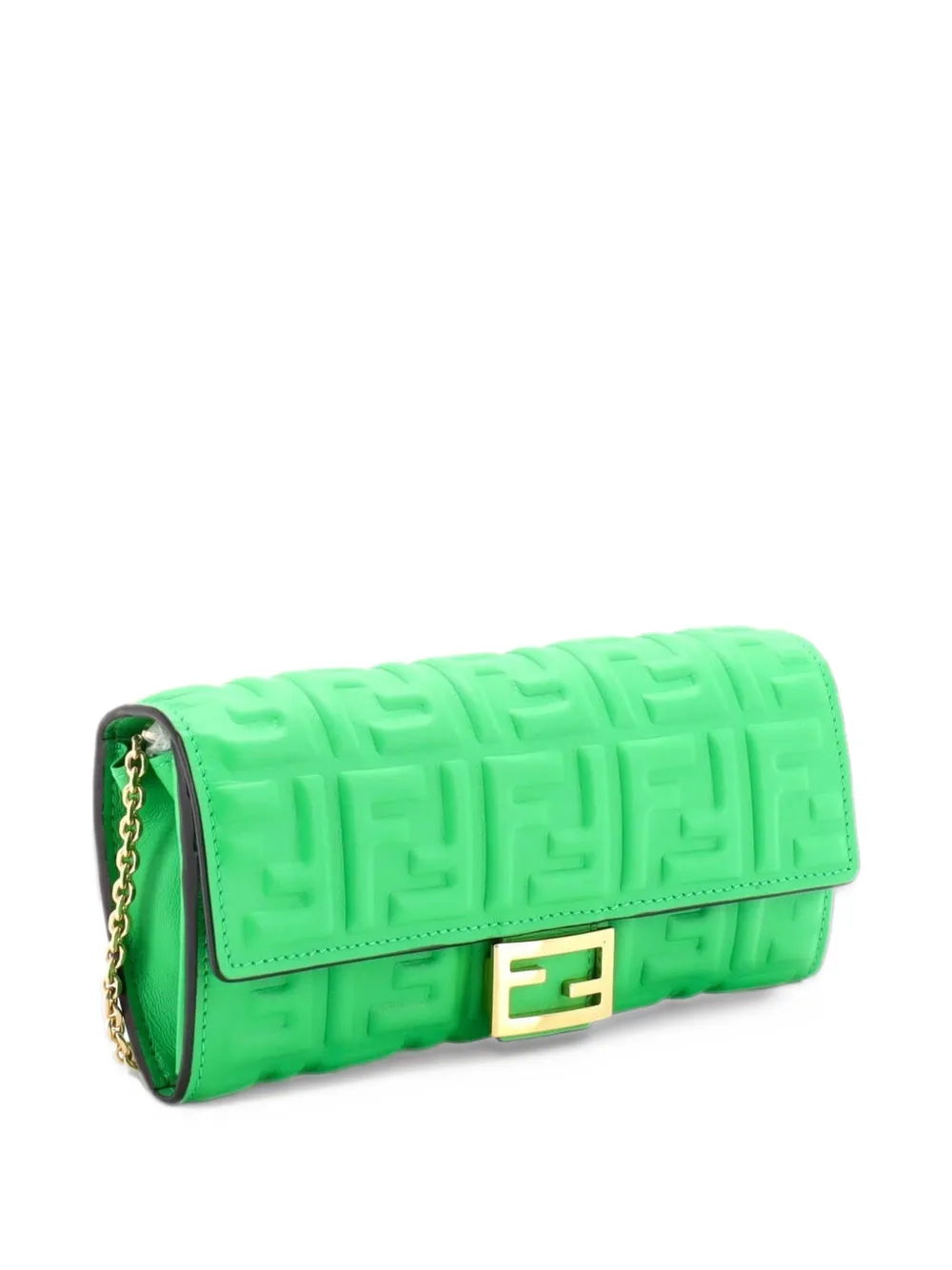 Fendi Pre-Owned Baguette Continental Wallet on Chain Zucca Embossed Leather crossbody bag - Green