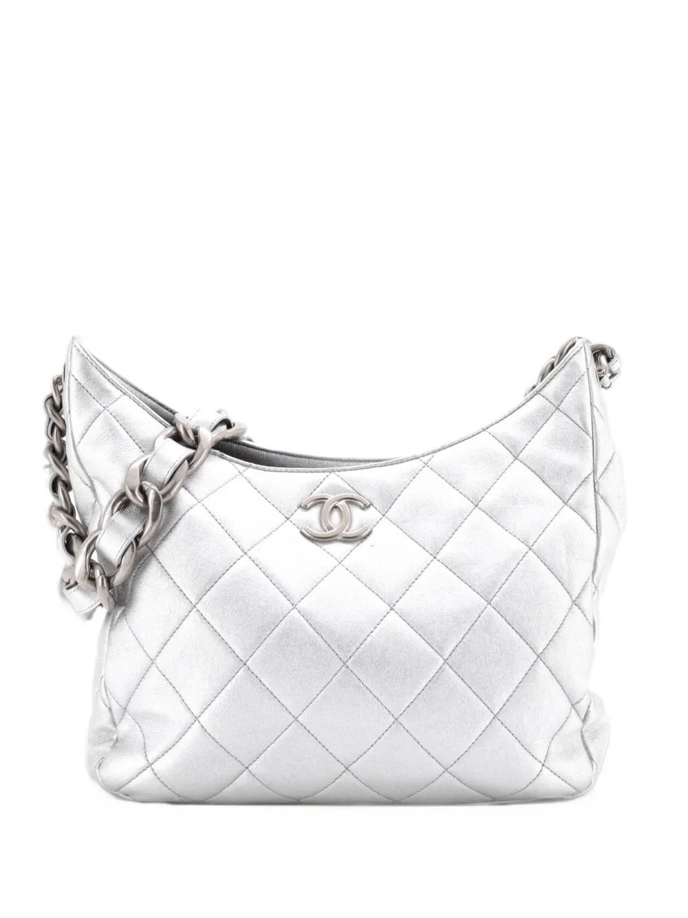 CHANEL Pre-Owned Funky Town Chain Quilted Lambskin Large hobo bag - Argento