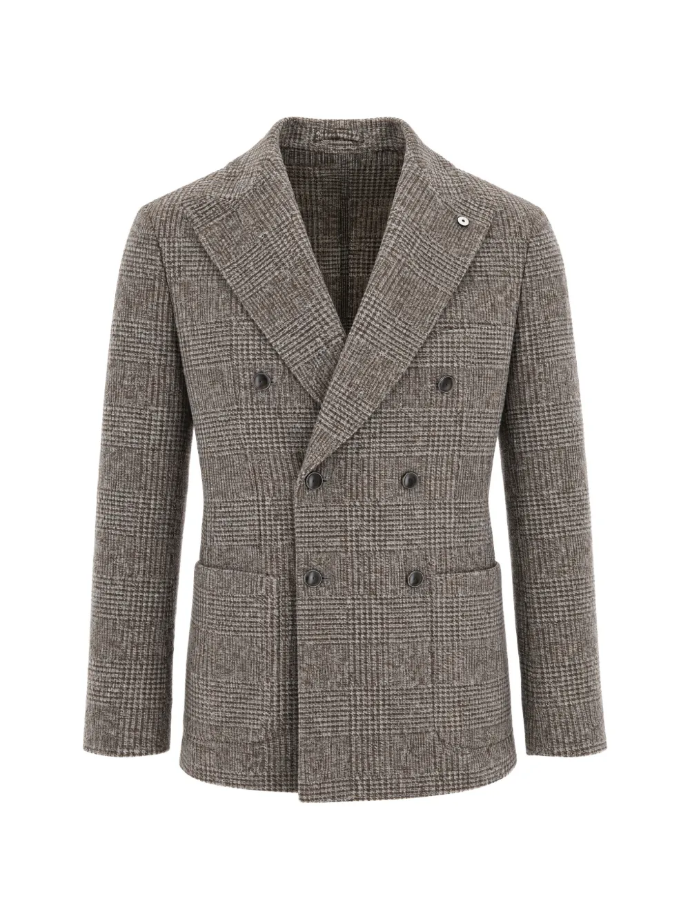 L.B.M. 1911 double-breasted check blazer - Marrone