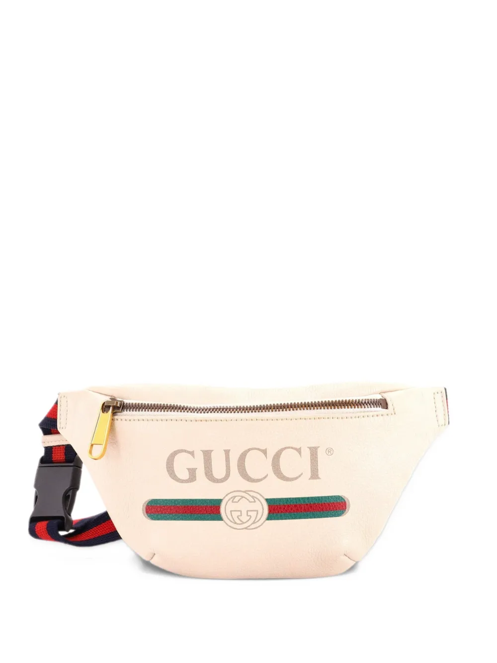 Gucci Pre-Owned Logo Printed Leather Small belt bag - White