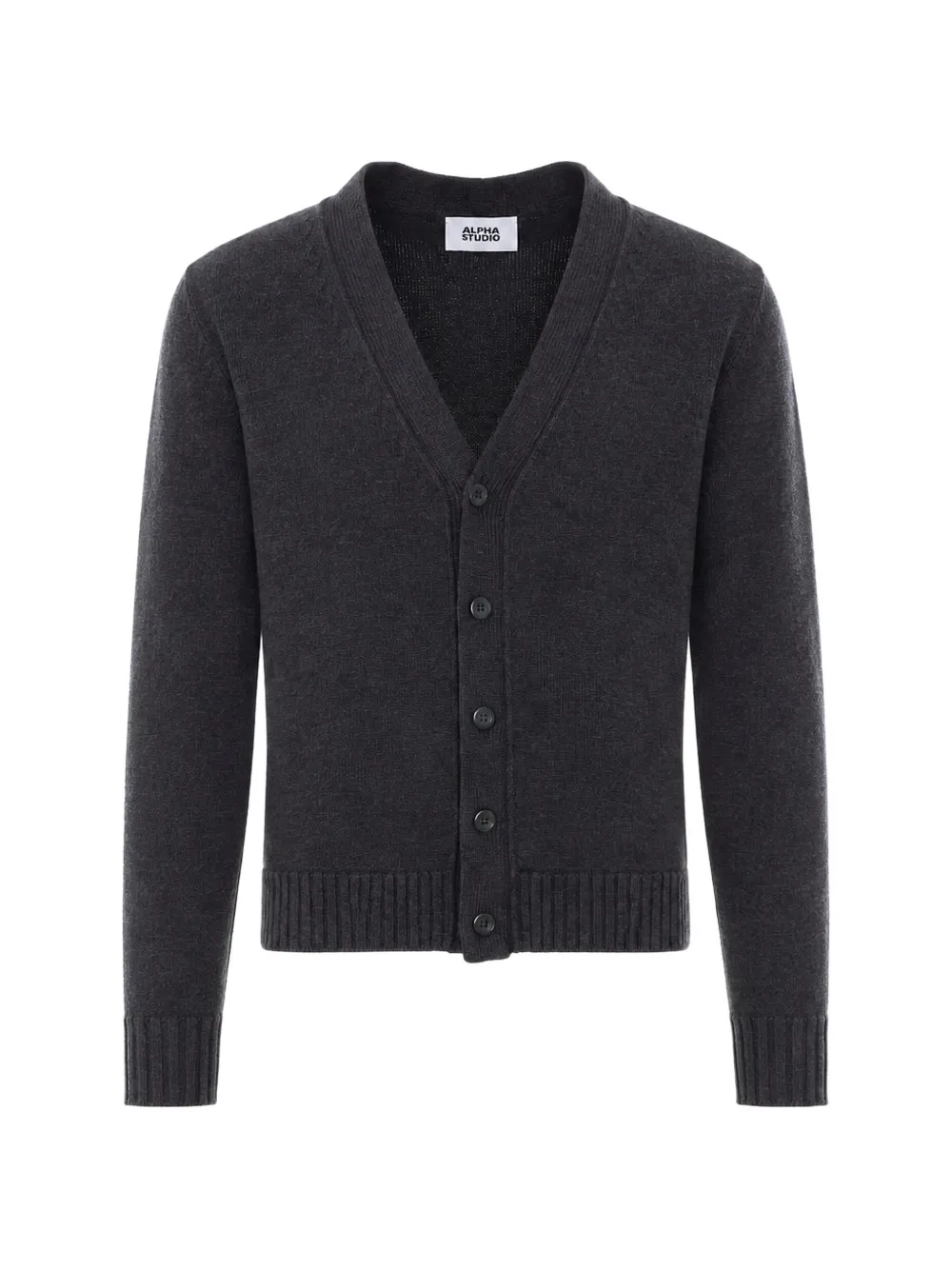 ALPHA STUDIO Knitted V-neck Cardigan | Grey | FARFETCH