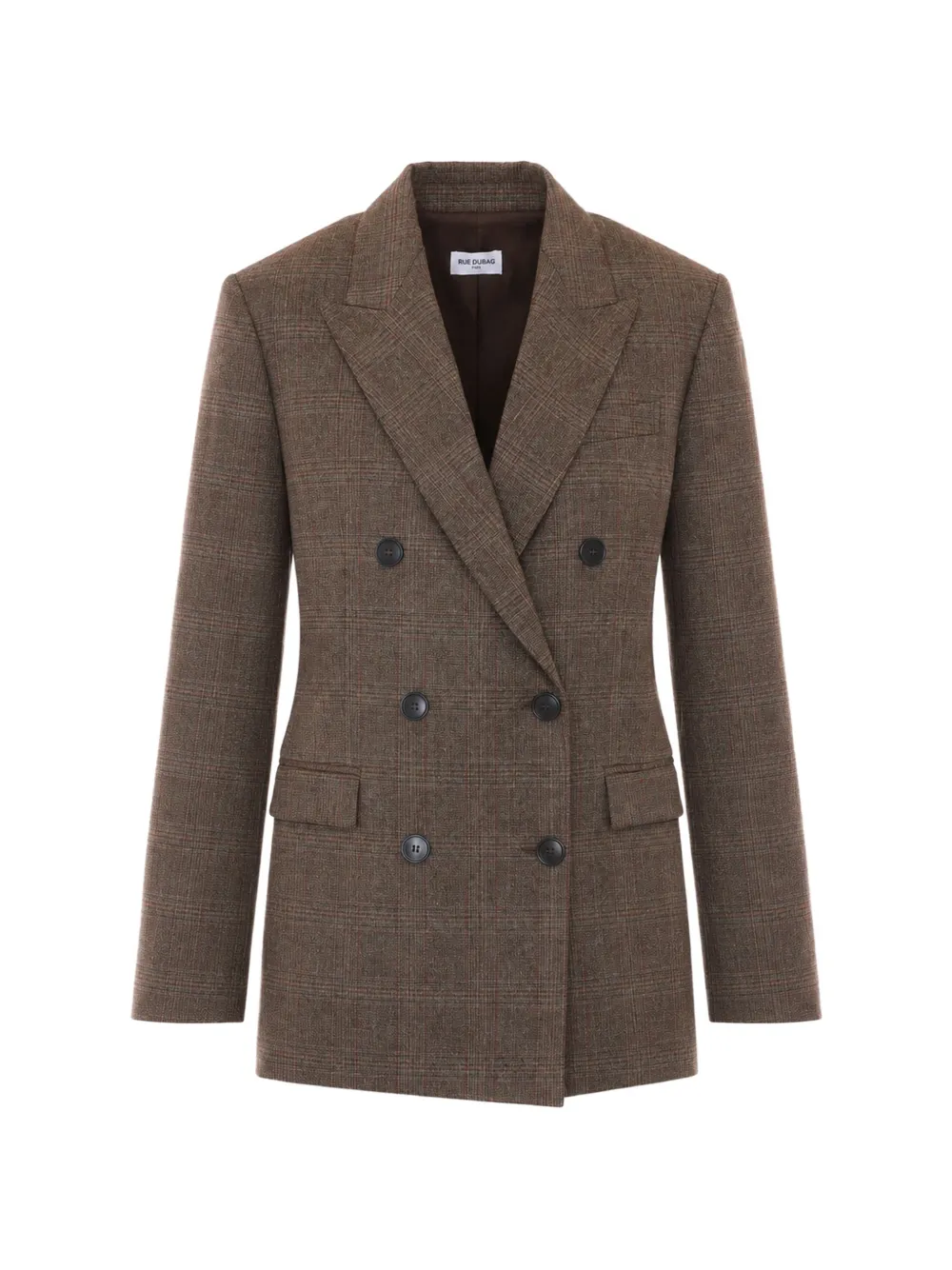 Rue du Bac double-breasted check-pattern blazer - Brown