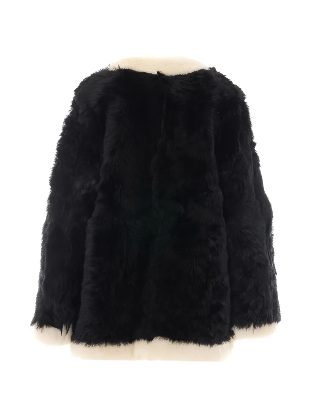 TOTEME silky shearling pocket jacket black natural Zwart