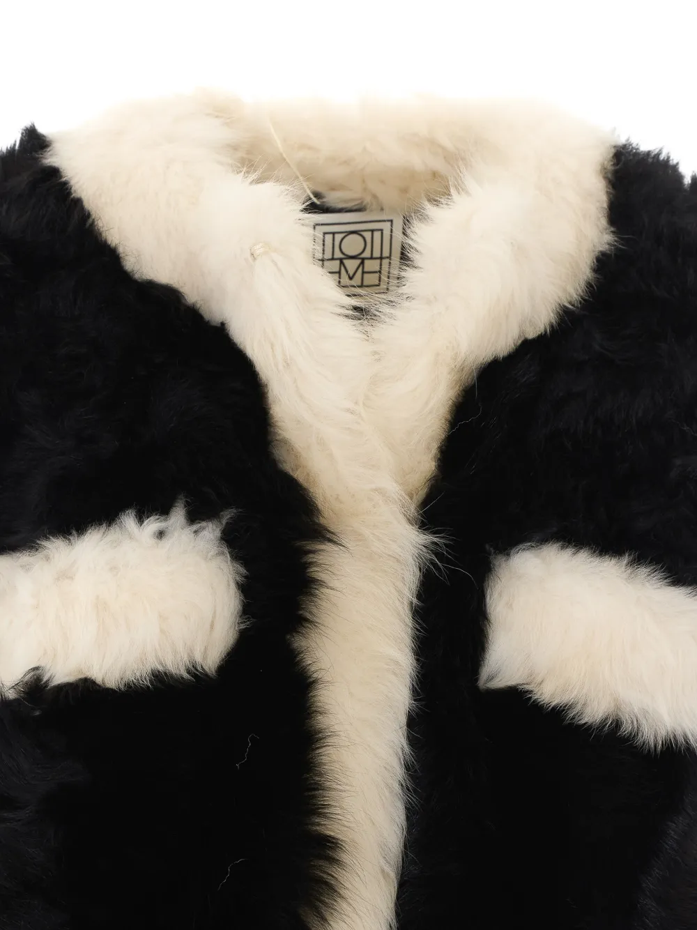 TOTEME silky shearling pocket jacket black natural Zwart