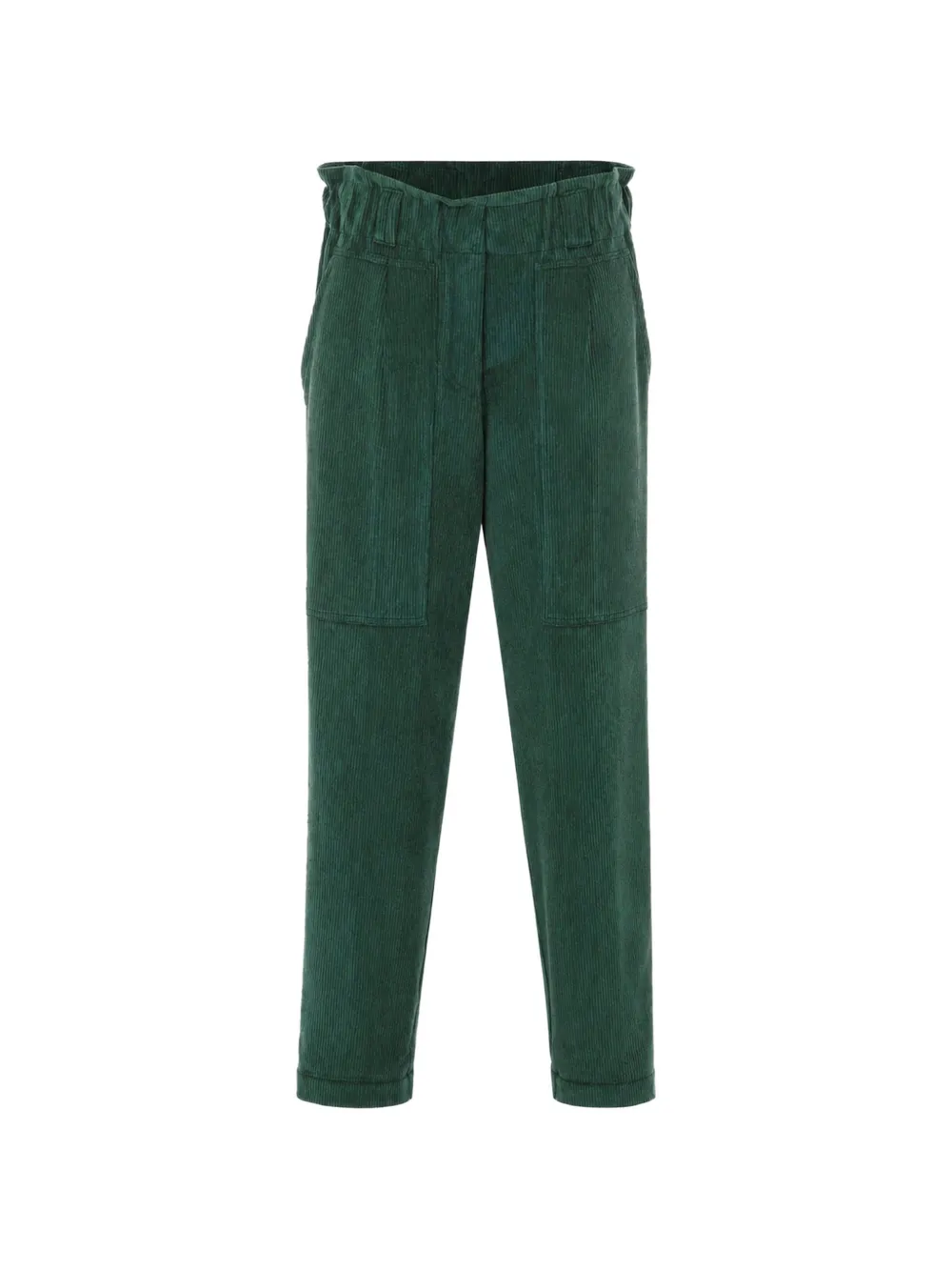 Rue du Bac Broek met ribfluwelen effect en zak-detail Groen