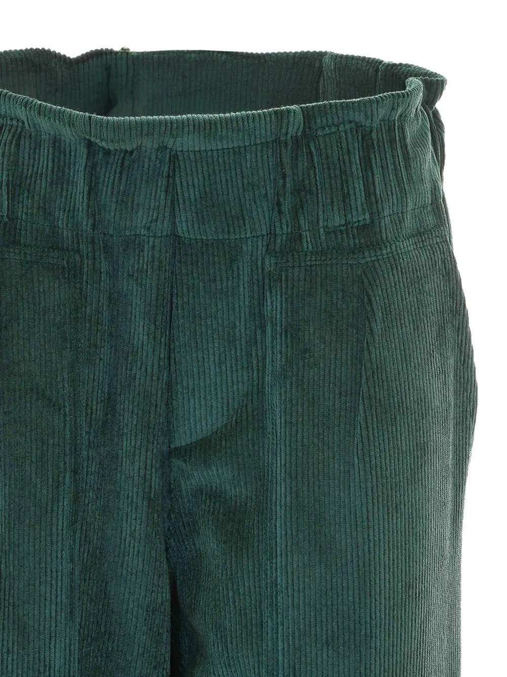 Rue du Bac Broek met ribfluwelen effect en zak-detail Groen