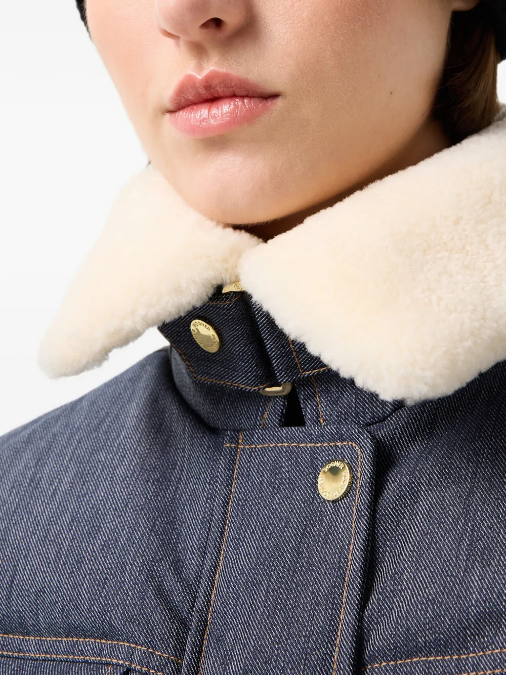 BOGNER Dena ski-jack met lammy kraag en denim-effect Blauw