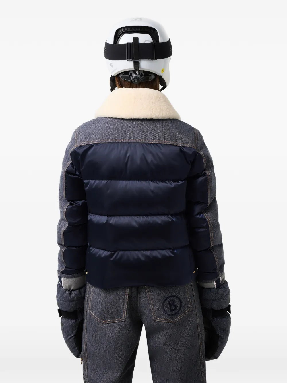 BOGNER Dena ski-jack met lammy kraag en denim-effect Blauw