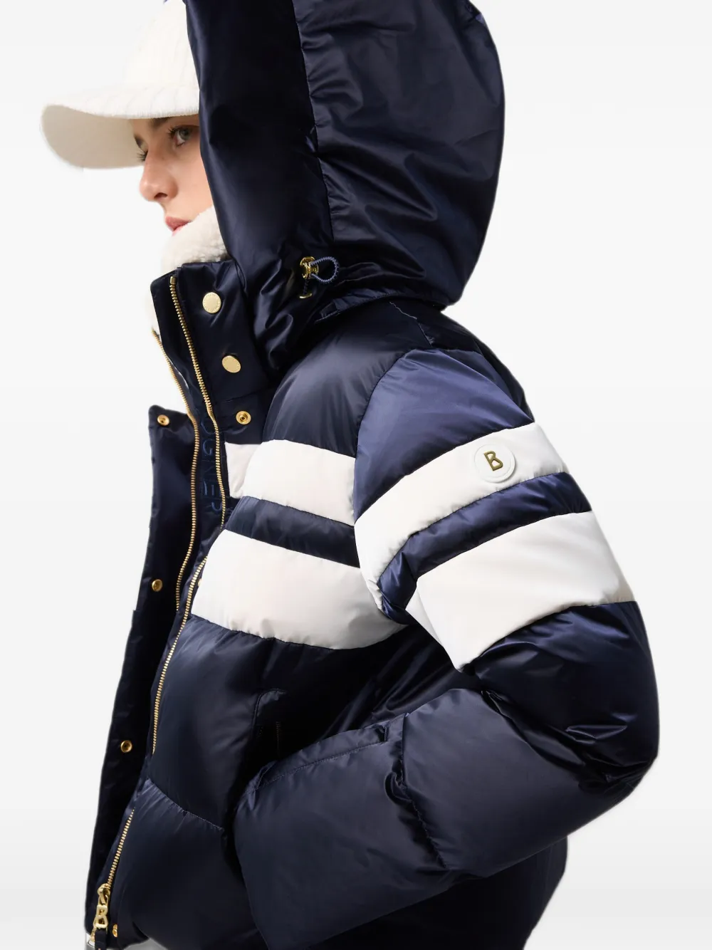 BOGNER Silla gestreept gewatteerd ski-jack Blauw