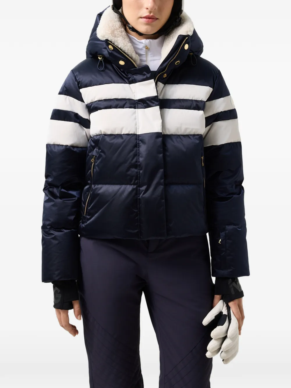 BOGNER Silla gestreept gewatteerd ski-jack Blauw