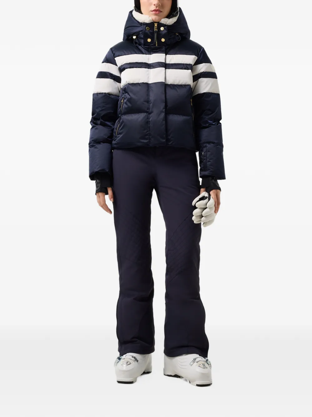BOGNER Silla gestreept gewatteerd ski-jack Blauw