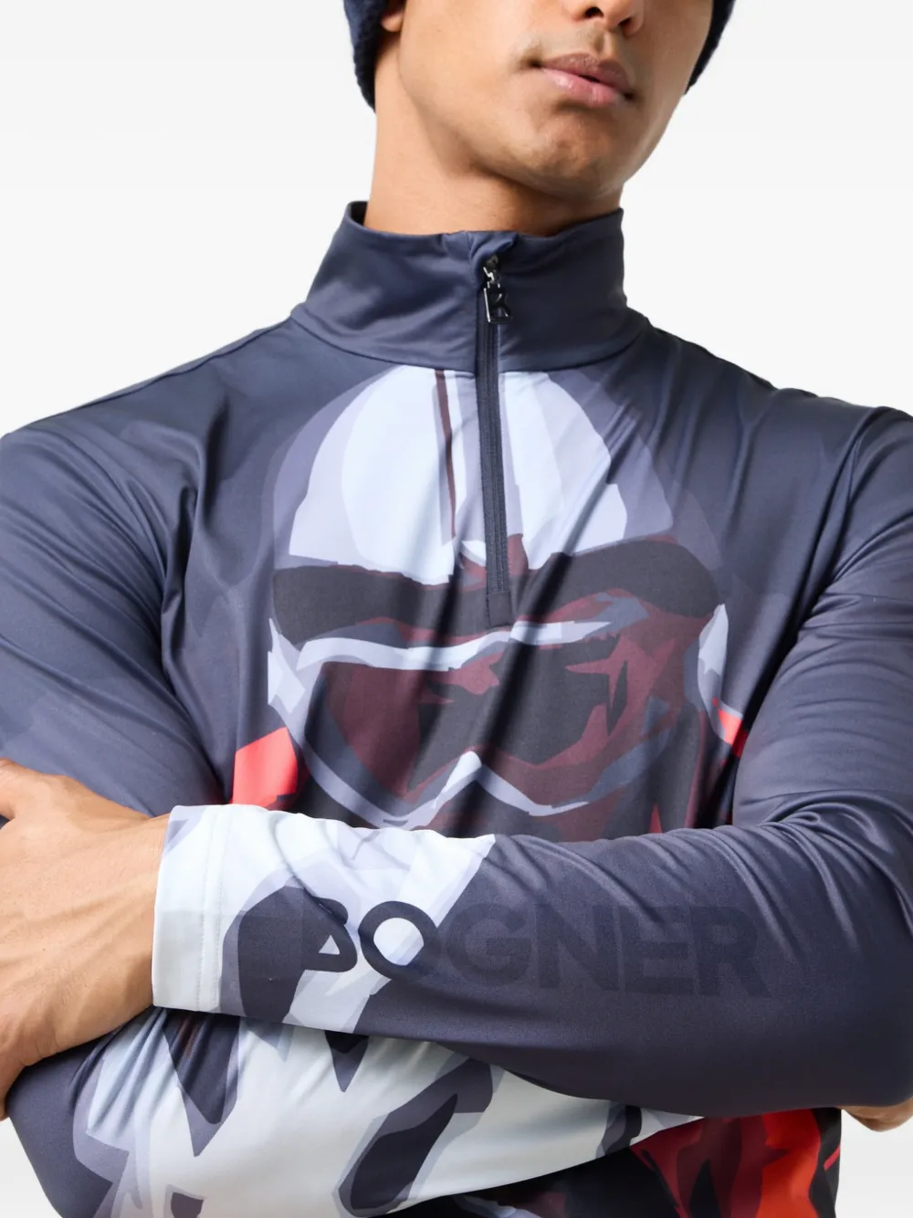 BOGNER Verti performance top met grafische print Blauw