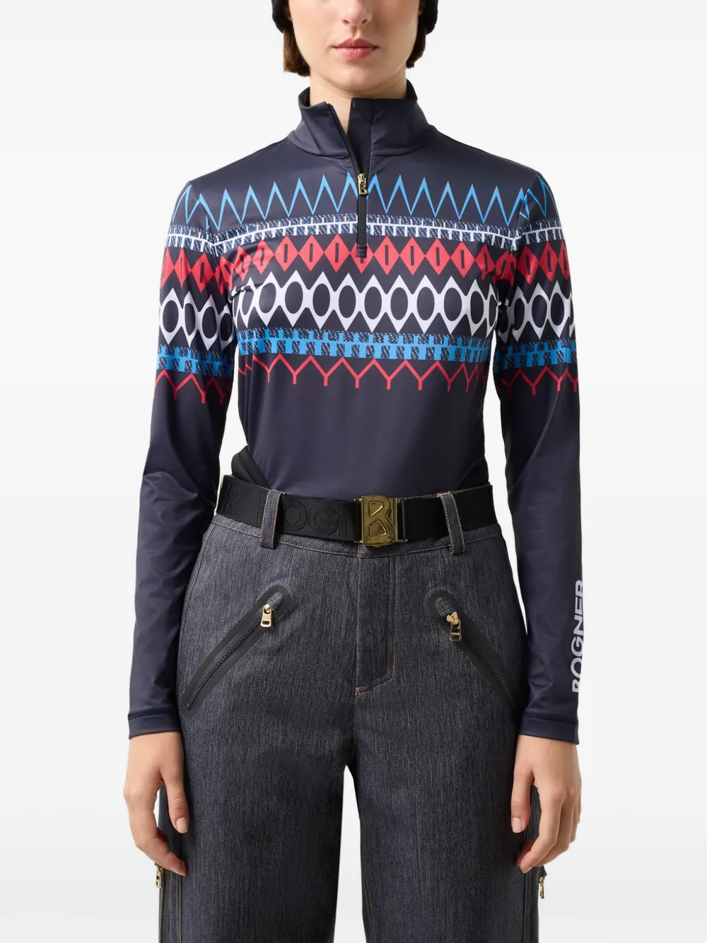 BOGNER Beline basislaag met geometrische print Blauw