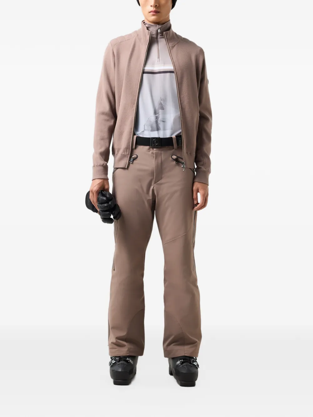 BOGNER Tim's skibroek met ceintuur en logo-patch Beige