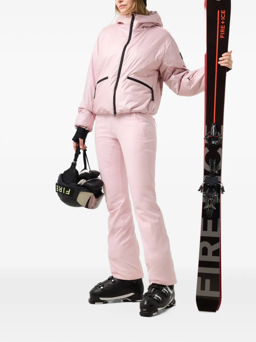 BOGNER FIRE+ICE Celina ski-jack met metallic afwerking en capuchon Roze