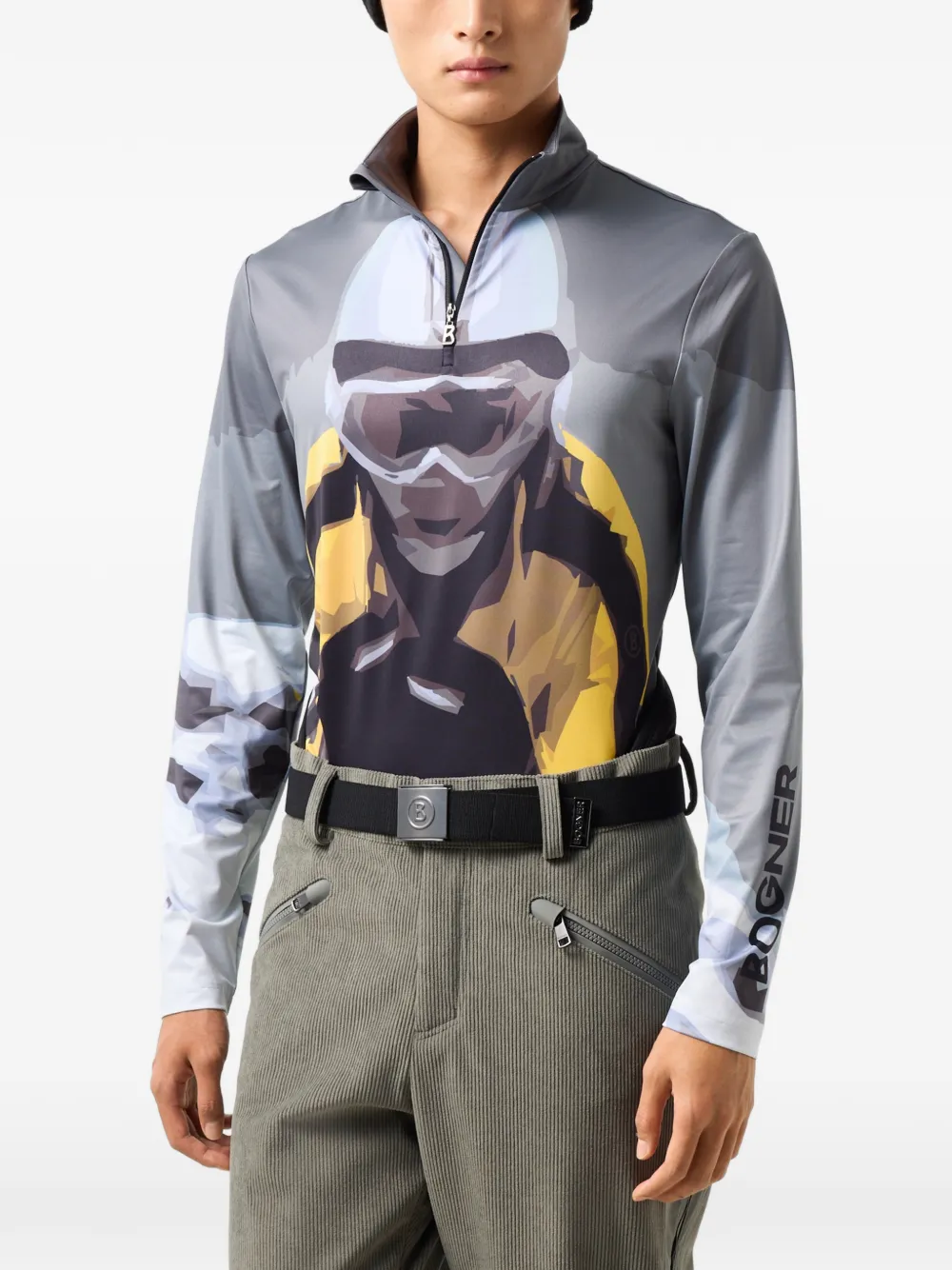 BOGNER Verti baselayer met alpen-print Grijs