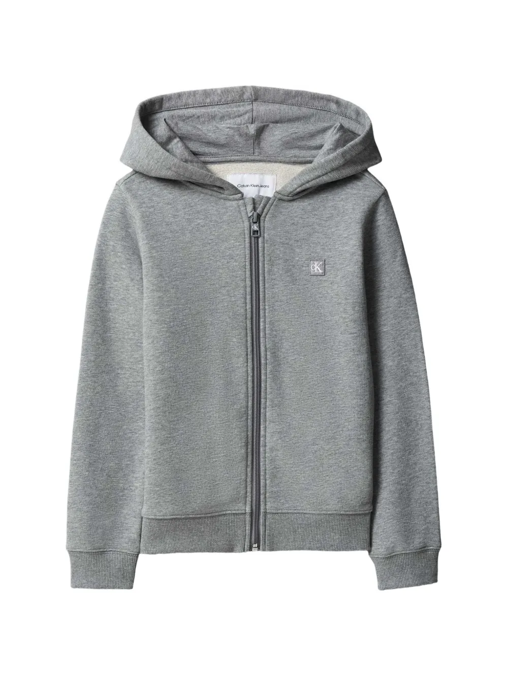 Calvin Klein Kids logo-patch zip-up hoodie Grijs