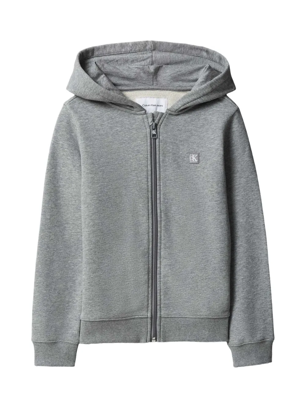 Calvin Klein Kids logo-patch zip-up hoodie Grijs