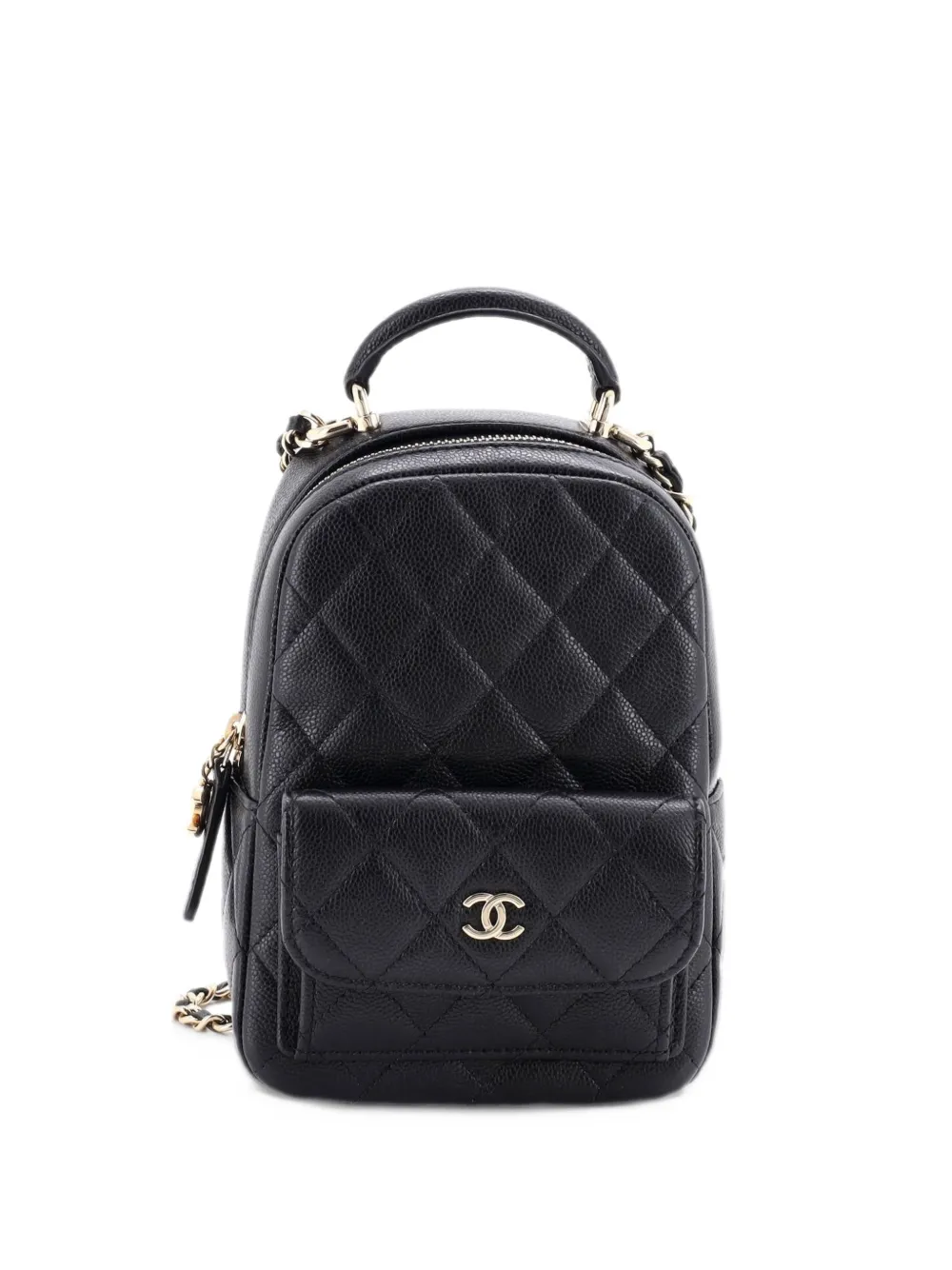 CHANEL Pre-Owned Classic CC Chain Pocket Quilted Caviar Mini backpack - Nero