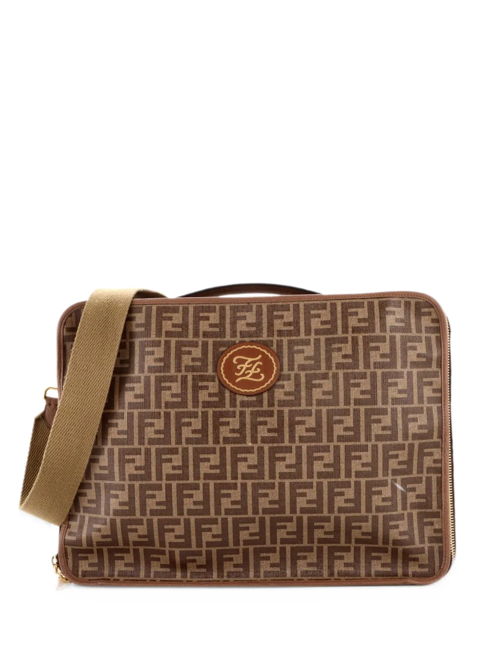 Fendi Pre-Owned Zip Around Travel Bag Zucca Coated Canvas Large satchel - Brown