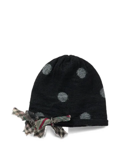 PERVERZE jacquard-dot bow-detail beanie hat
