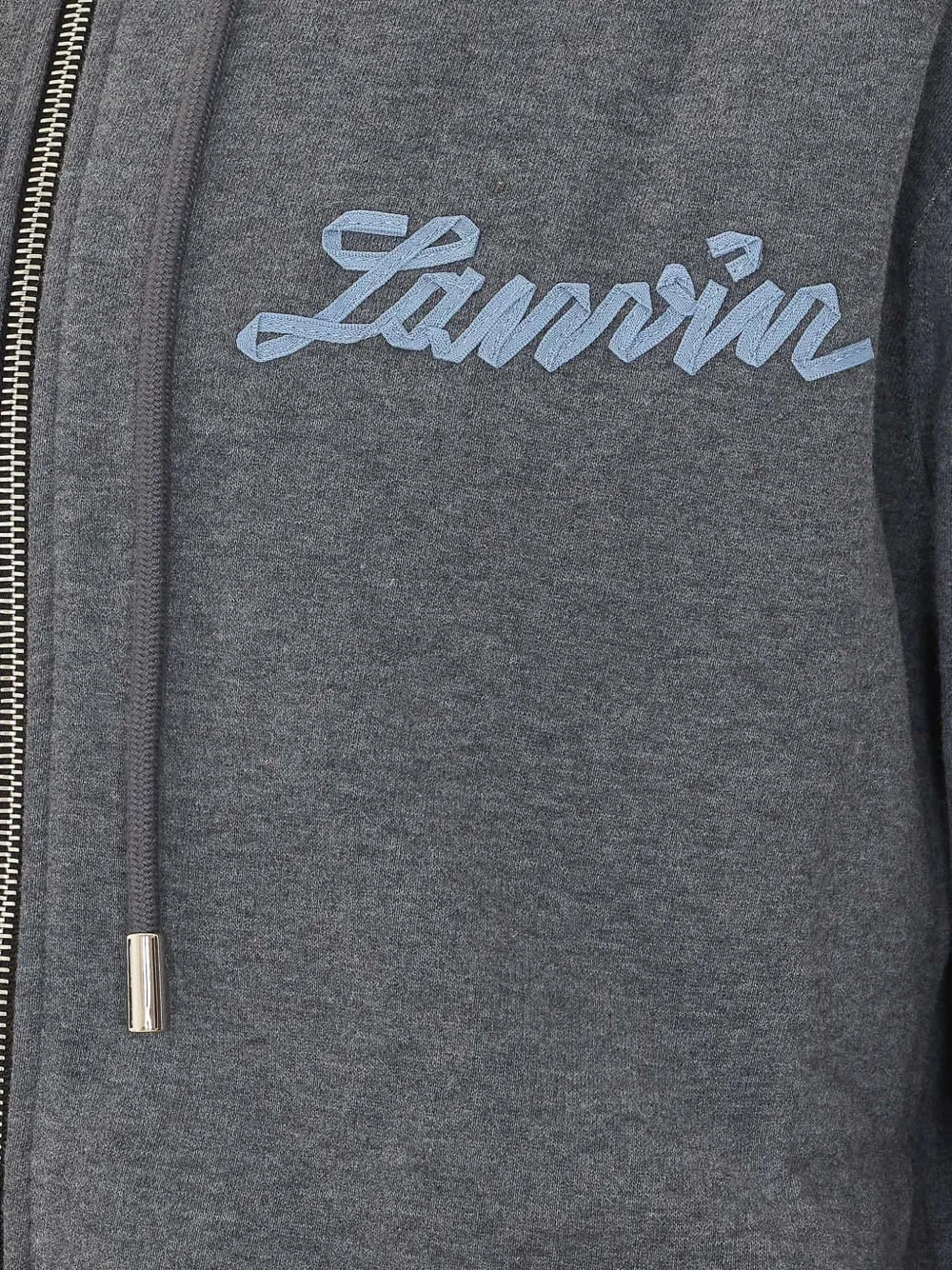 Lanvin ribbon zip-up hoodie in cotton and cashmere Grijs