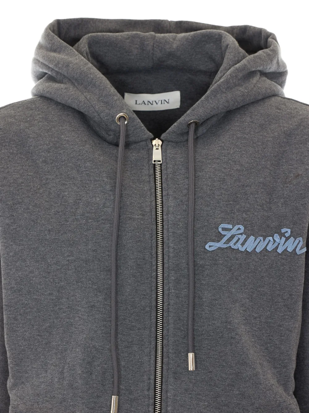Lanvin ribbon zip-up hoodie in cotton and cashmere Grijs