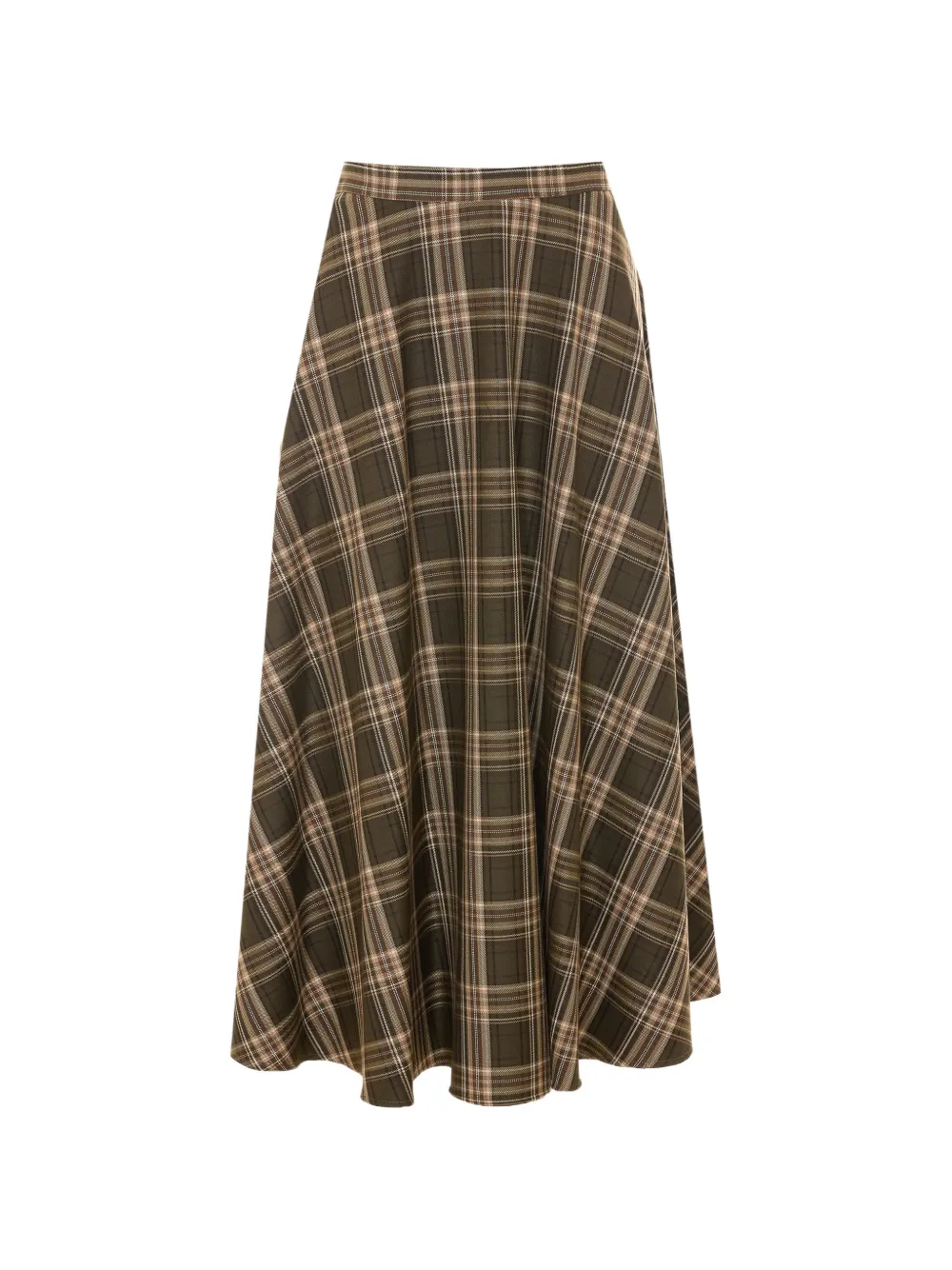 Rue du Bac check-print midi skirt - Verde