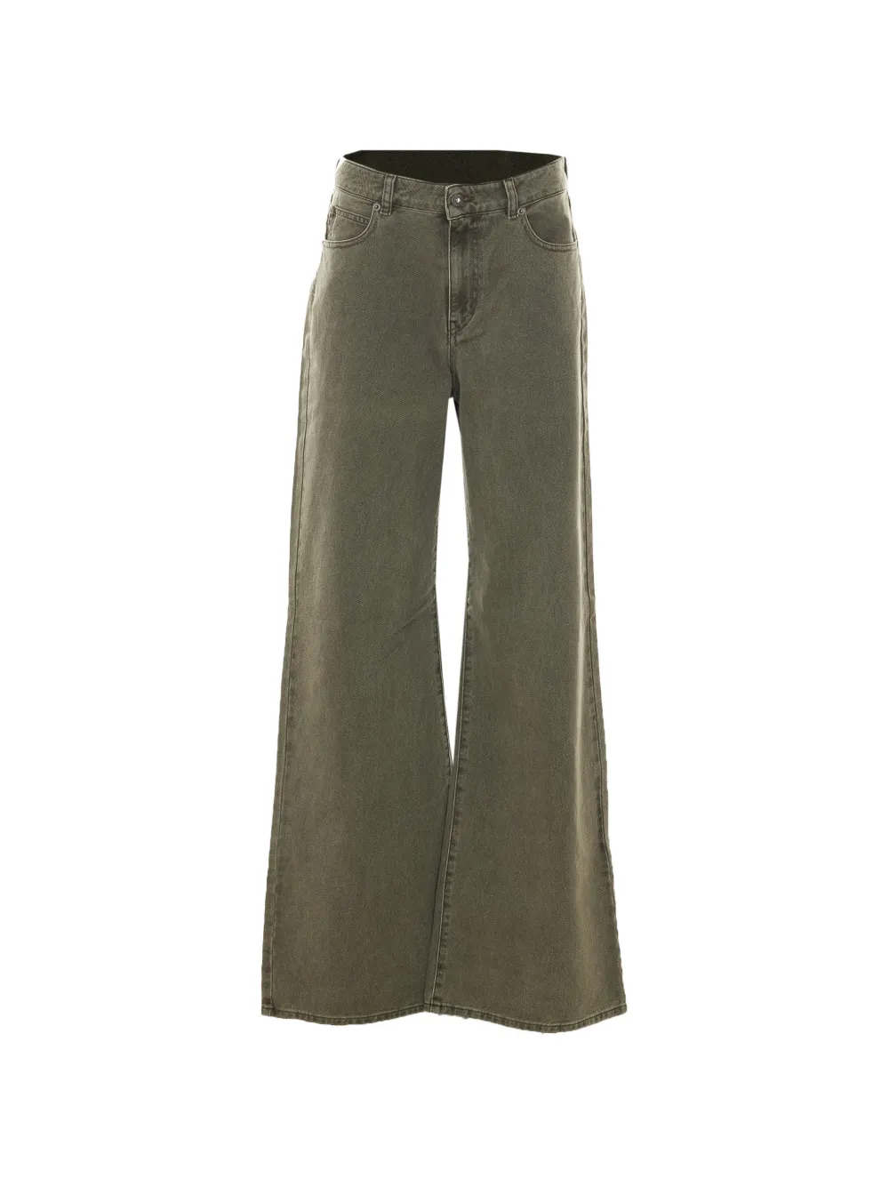 TRUE AVENUE Clara logo-patch straight-leg jeans - Verde